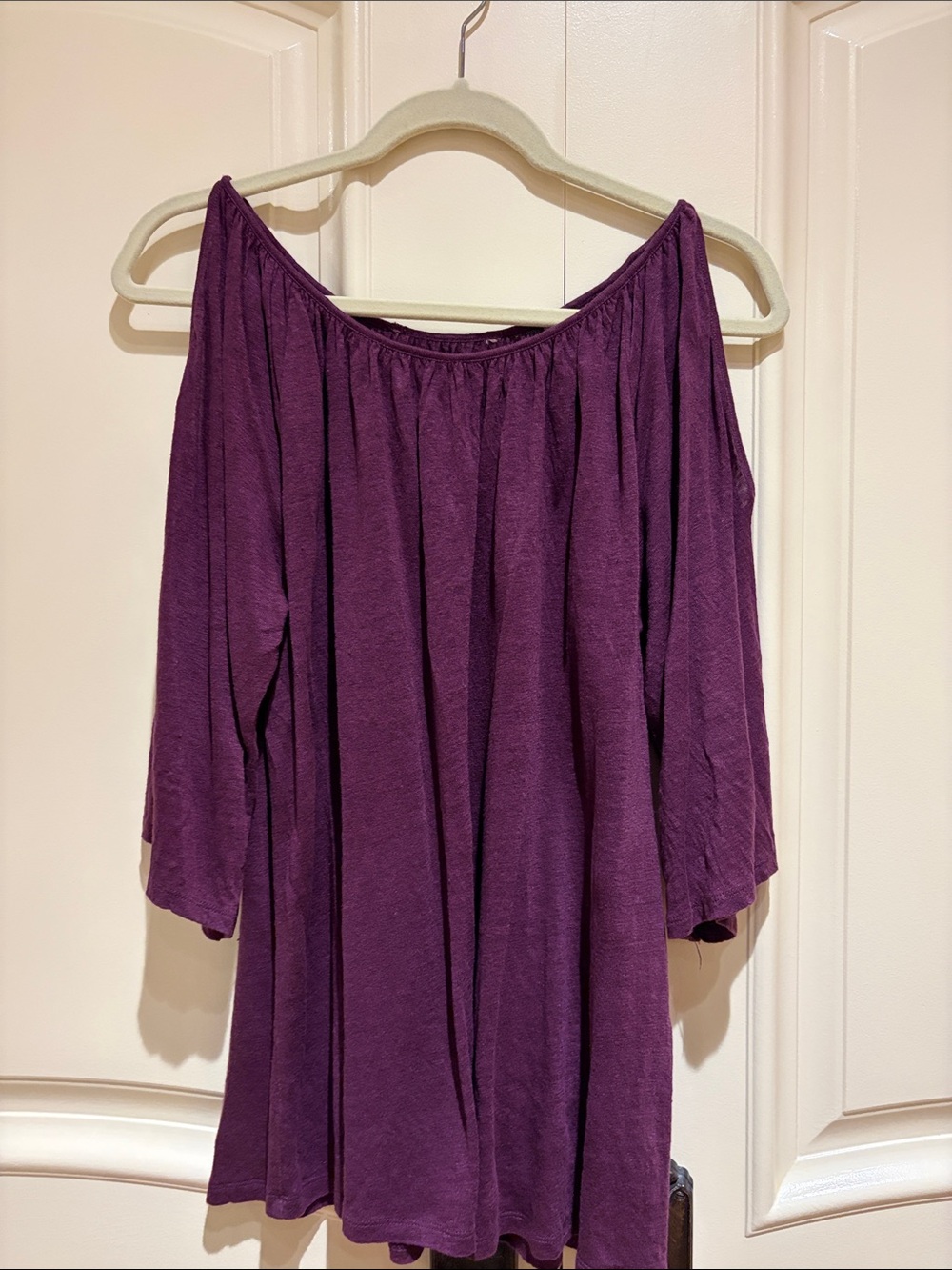 Purple Off-Shoulder cold shoulder Tunic Top